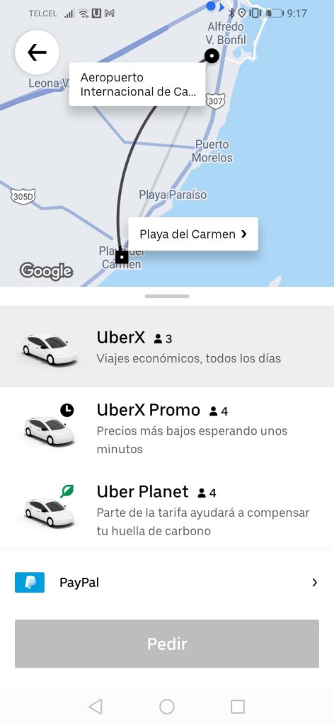 uber desde el aeropuerto de cancun